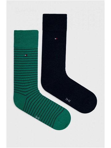 Ponožky Tommy Hilfiger 2-pack pánské zelená barva 100001496