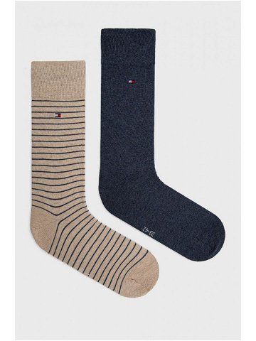 Ponožky Tommy Hilfiger 2-pack pánské béžová barva 100001496