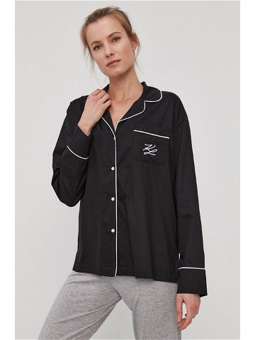 Pyžamová košile Karl Lagerfeld dámská černá barva