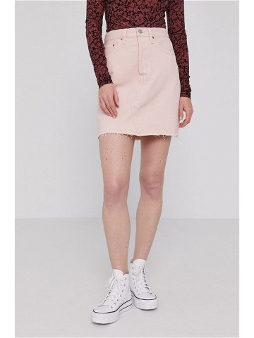 Džínová sukně Levi s růžová barva mini jednoduchá