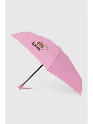 Deštník Moschino růžová barva 8211
