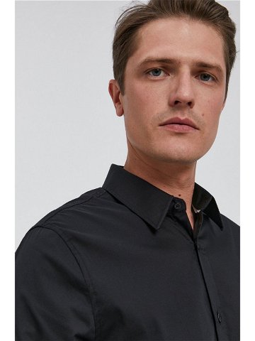 Košile Guess pánská černá barva slim s klasickým límcem