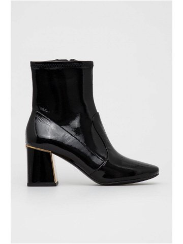 Kožené kotníkové boty Tory Burch dámské černá barva na podpatku