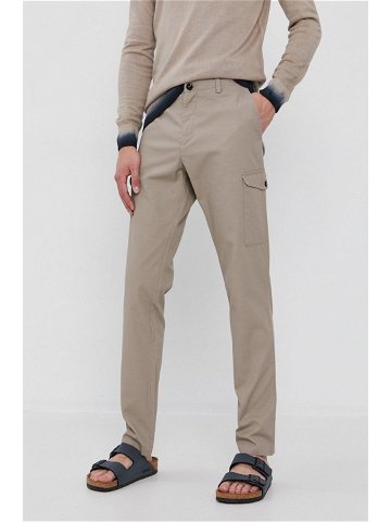 Kalhoty Sisley pánské béžová barva jednoduché
