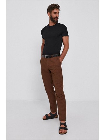 Kalhoty Sisley pánské hnědá barva přiléhavé