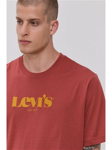 Bavlněné tričko Levi s červená barva s potiskem 16143 0318-Reds