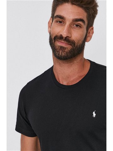 Bavlněné tričko Polo Ralph Lauren černá barva hladké 714844756001