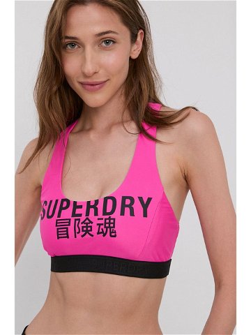 Plavková podprsenka Superdry růžová barva s měkkými košíčky