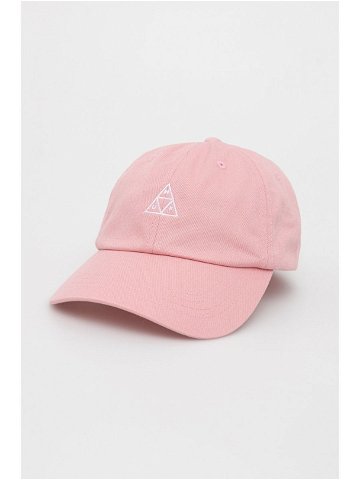 Bavlněná čepice HUF růžová barva s aplikací