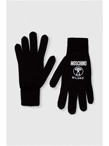 Vlněné rukavice Moschino dámské černá barva