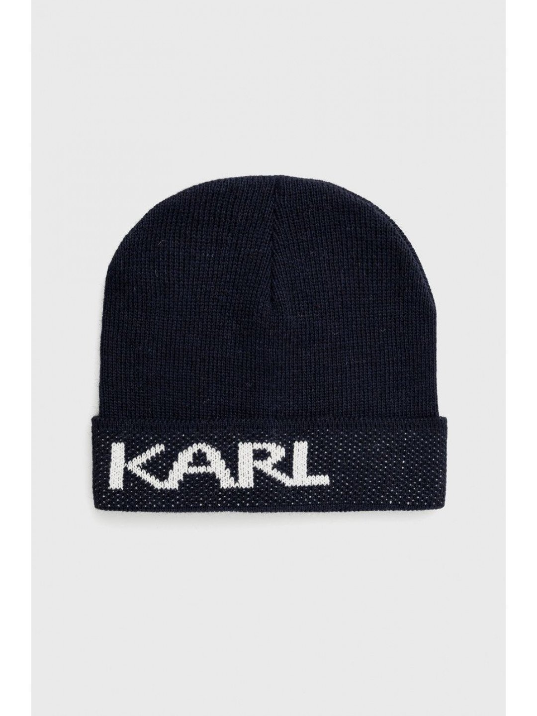Čepice Karl Lagerfeld tmavomodrá barva z tenké pleteniny