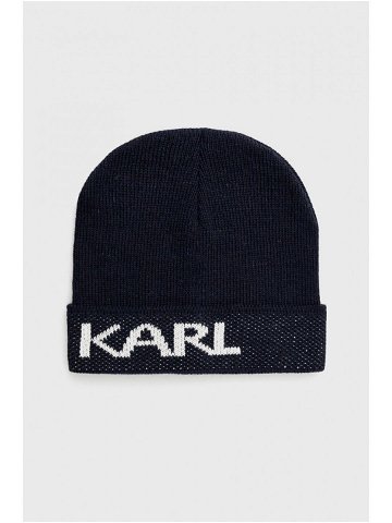 Čepice Karl Lagerfeld tmavomodrá barva z tenké pleteniny