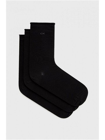 Ponožky Calvin Klein 3-pak dámské černá barva