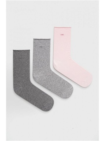 Ponožky Calvin Klein 3-pak dámské růžová barva