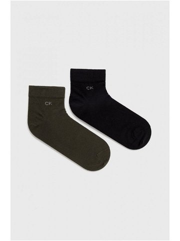 Ponožky Calvin Klein 2-pak pánské zelená barva