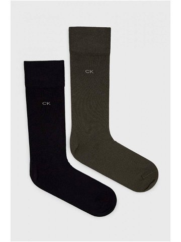 Ponožky Calvin Klein 2-pack pánské zelená barva