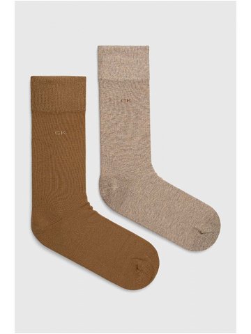 Ponožky Calvin Klein 2-pack pánské hnědá barva