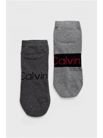 Ponožky Calvin Klein 2-pak pánské šedá barva