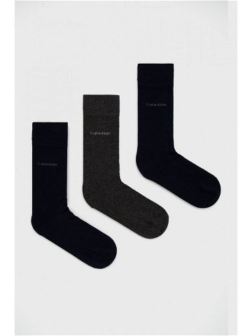 Ponožky Calvin Klein 3-pack pánské šedá barva