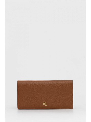 Kožená peněženka Lauren Ralph Lauren dámská hnědá barva