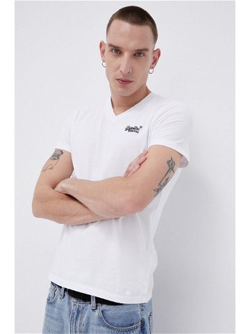 Bavlněné tričko Superdry bílá barva s aplikací