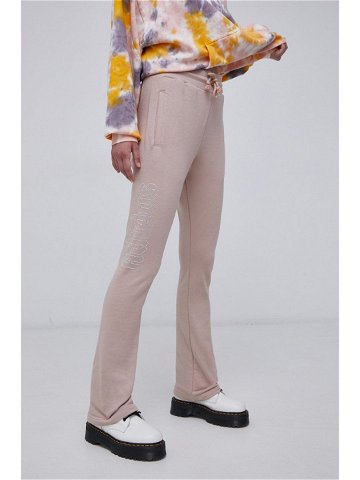 Kalhoty adidas Originals HF6770 dámské hnědá barva s aplikací