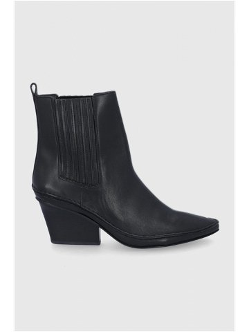Westernové kožené boty Tory Burch dámské černá barva na podpatku