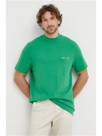 Bavlněné tričko Samsoe Samsoe Norsbro zelená barva M20300010
