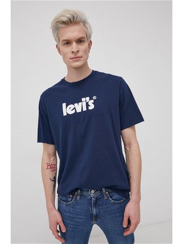 Bavlněné tričko Levi s tmavomodrá barva s potiskem 16143 0393-Blues