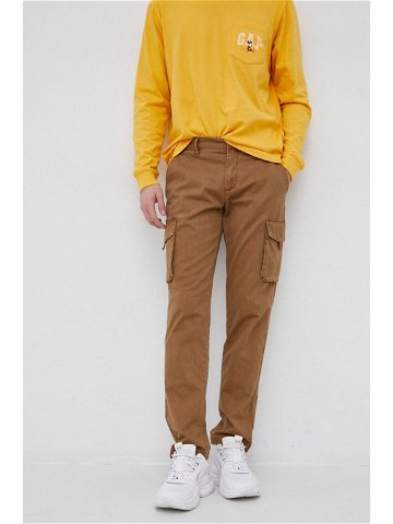 Kalhoty Sisley pánské hnědá barva jednoduché