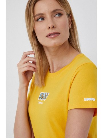 Bavlněné tričko Levi s žlutá barva