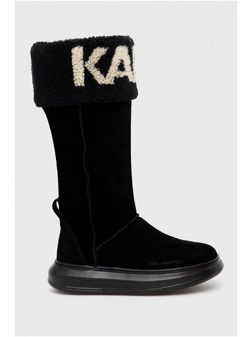 Semišové sněhule Karl Lagerfeld Kapri Kosi černá barva