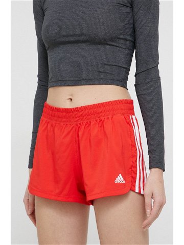 Sportovní šortky adidas Performance HD9588 dámské červená barva hladké high waist