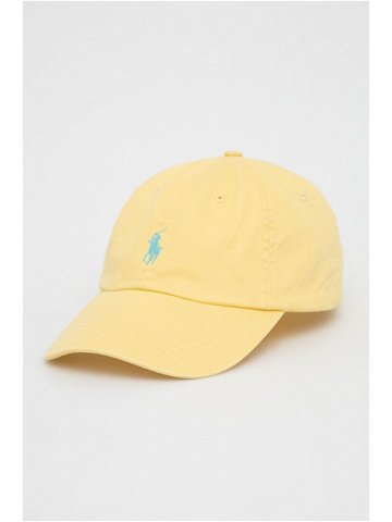 Bavlněná čepice Polo Ralph Lauren žlutá barva hladká