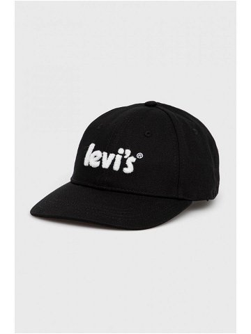 Bavlněná čepice Levi s černá barva s aplikací