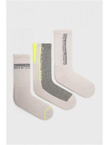Ponožky Calvin Klein Jeans 3-pak dámské béžová barva
