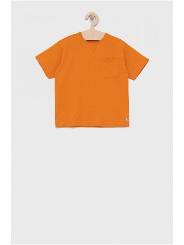Dětské bavlněné tričko United Colors of Benetton oranžová barva hladký