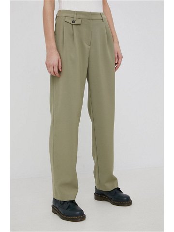 Kalhoty Only dámské zelená barva jednoduché high waist