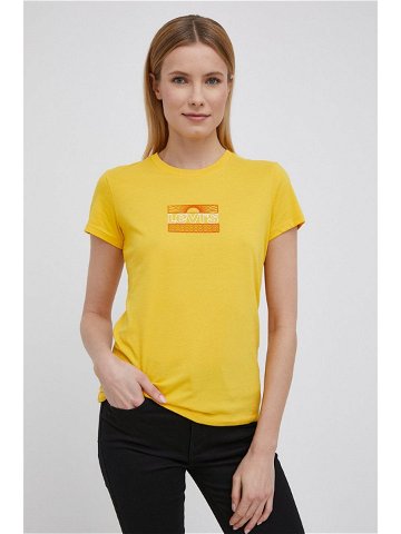 Bavlněné tričko Levi s žlutá barva