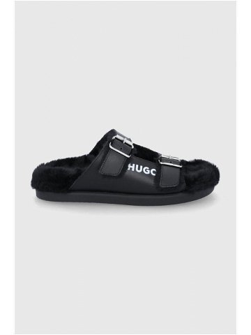 Kožené pantofle Hugo dámské černá barva