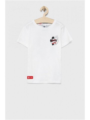 Dětské bavlněné tričko adidas Originals Disney HF7576 bílá barva s potiskem
