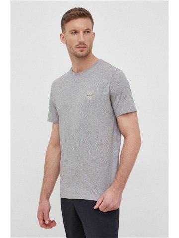 Bavlněné tričko Boss Casual šedá barva s aplikací 50472584