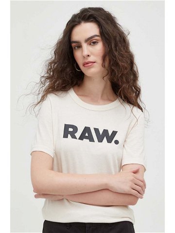 Bavlněné tričko G-Star Raw béžová barva