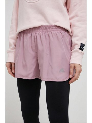 Běžecké šortky adidas Performance HD2810 dámské růžová barva hladké high waist