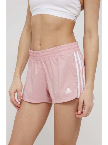 Tréninkové šortky adidas Performance HD9585 dámské růžová barva s aplikací medium waist