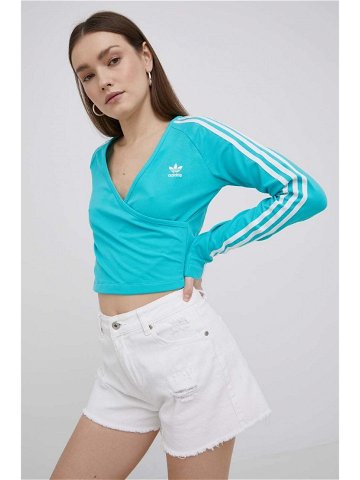 Tričko s dlouhým rukávem adidas Originals Adicolor HE4958 dámské tyrkysová barva