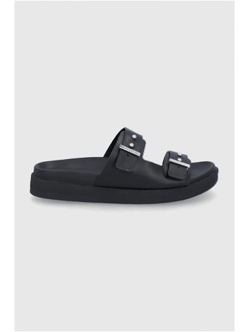 Kožené pantofle Calvin Klein dámské černá barva