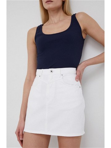 Bavlněná džínová sukně Pepe Jeans Rachel Skirt bílá barva mini jednoduchý