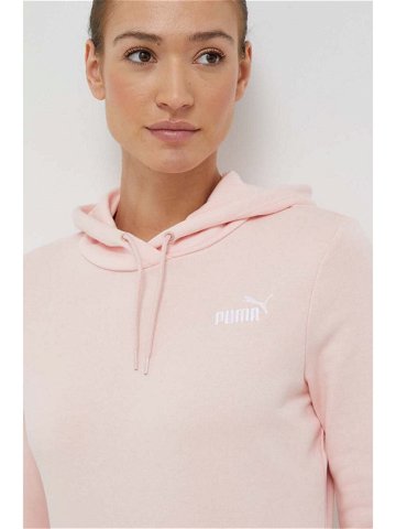 Mikina Puma dámská růžová barva s kapucí s aplikací 848332
