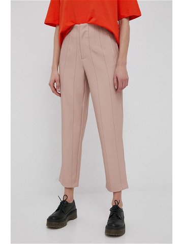 Kalhoty Only dámské růžová barva jednoduché medium waist